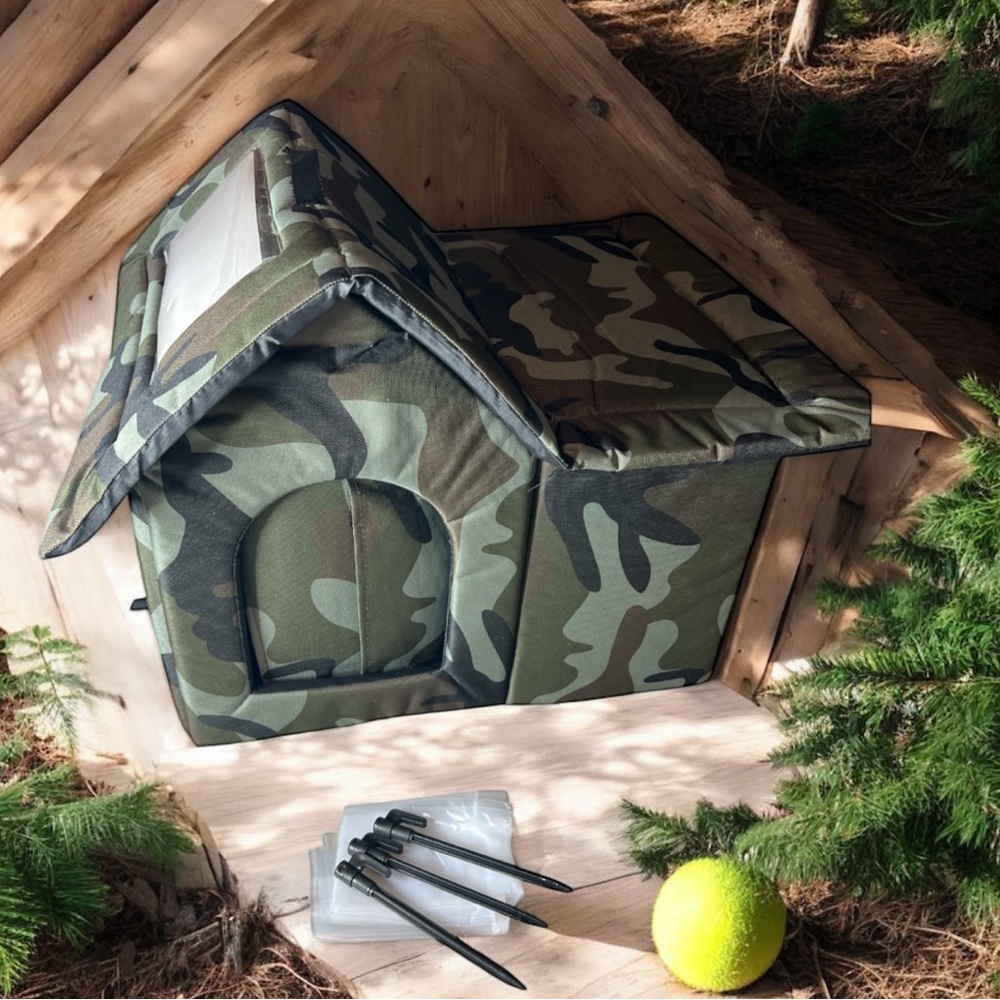 NWT Camo Soft Pet House Dog Cat Shelter w/ Cushion & Ground Stakes Small‎